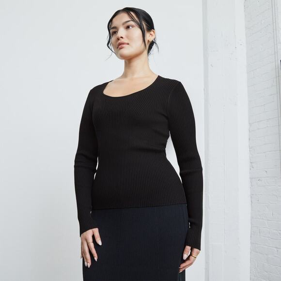 Everlane The Ribbed Scoopneck Sweater - XS Black Pullover - Picture 1 of 5